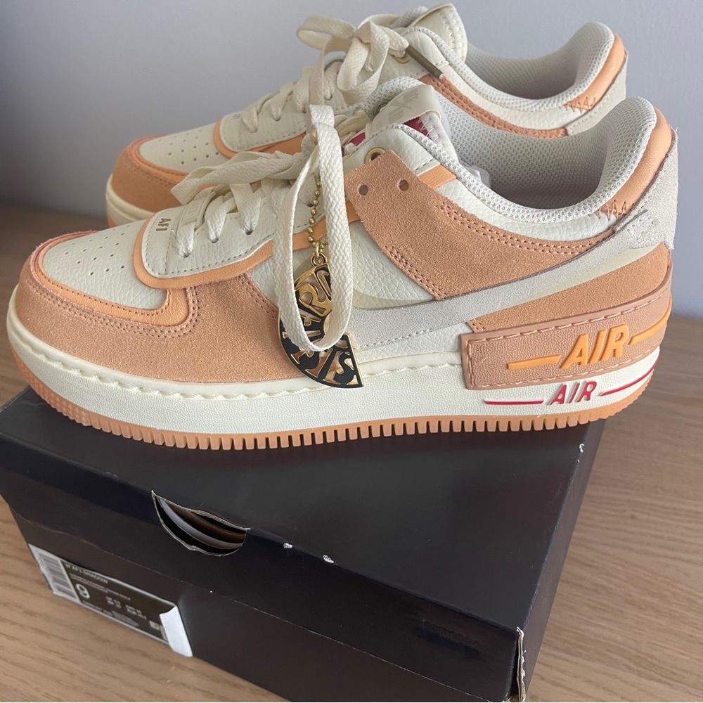Nike Air Force 1 Shadow sisterhood in cashmere and Cream 9 streetwear orange - Picture 3 of 10